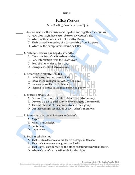 Download Julius Caesar Test Questions And Answers 