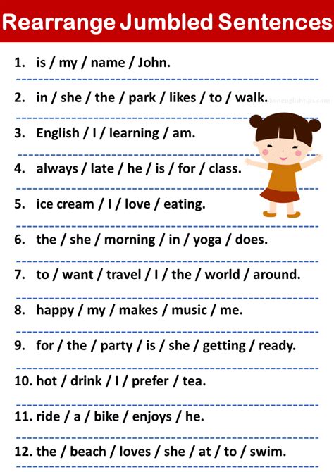 Jumbled Sentences For Class 4