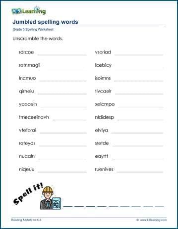 Jumbled Spelling Words Worksheets K5 Learning Spelling Worksheet Grade 2 - Spelling Worksheet Grade 2