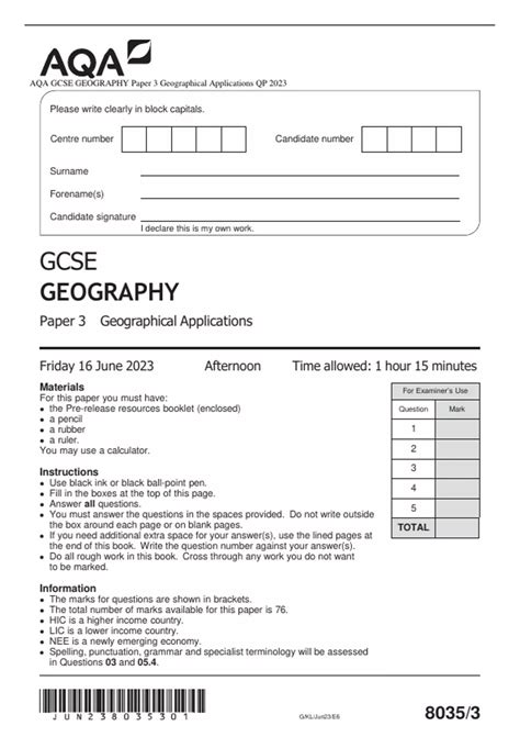 june 10 geog 3 aqa question paper