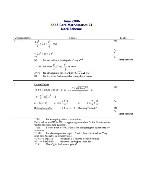 June 13 C1 Mark Scheme Ocr