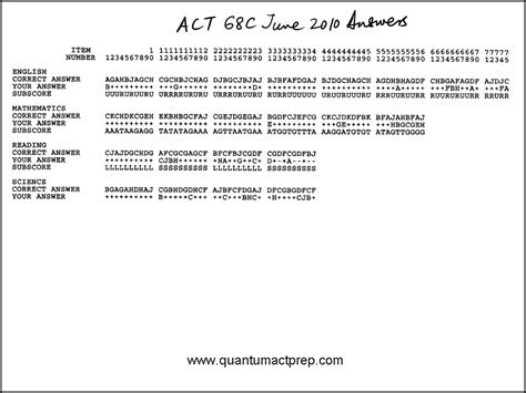 June 2010 Act Answer Key
