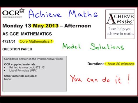 June 2013 Core 1 Maths Mark Scheme