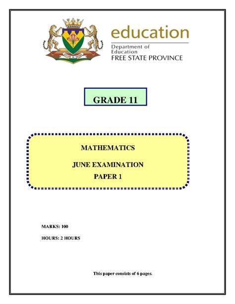 june exampler mathematics grade11 and memo