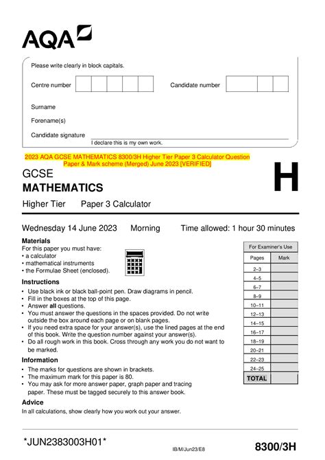 Full Download June 14 Paper 2 Calculater Mark Scheme 