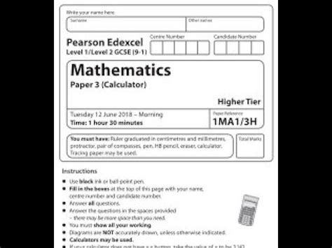 Read Online June 2012 Paper 3H Mark Scheme Edexcel 