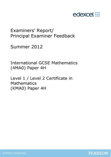 Read June 2012 Paper 4H Edexcel 