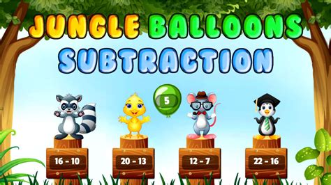 Jungle Balloons Subtraction Play Free Games Online At Balloon Pop Subtraction - Balloon Pop Subtraction