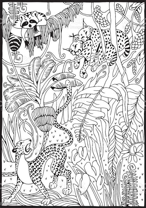 Jungle Colouring Book With Stickers Jungle Picture To Colour - Jungle Picture To Colour