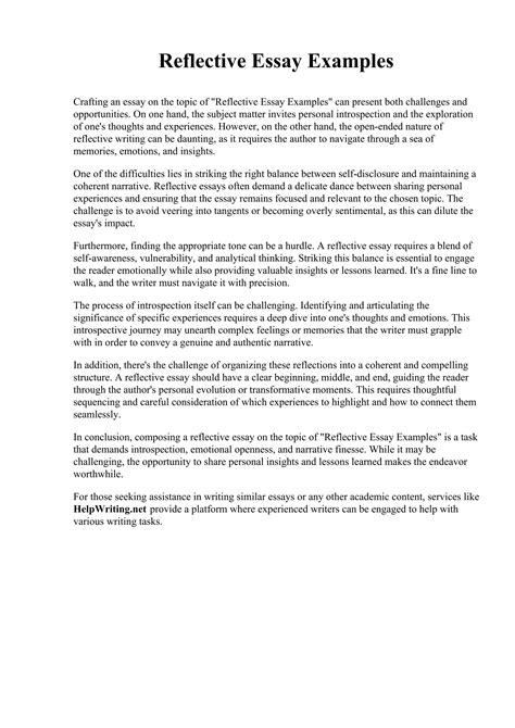 junior reflective essay examples