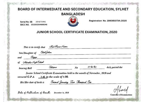Junior School Certificate Question
