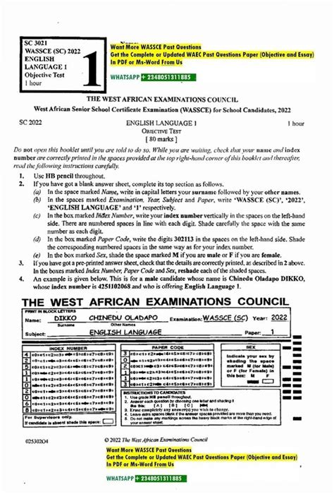 Junior Waec Answer Key
