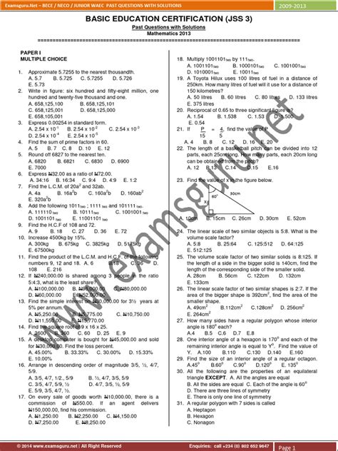 junior waec questions