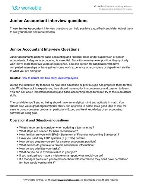 Read Online Junior Accountant Interview Questions And Answers 