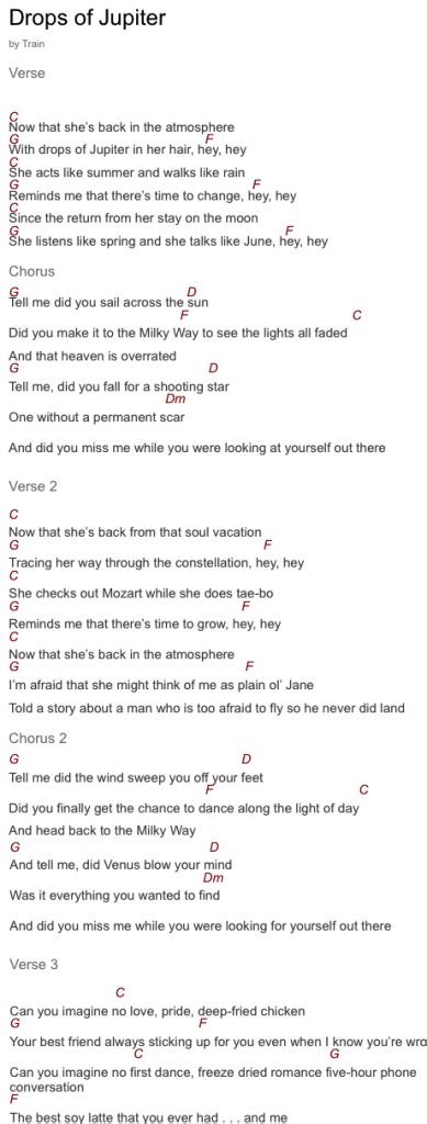 Jupiter Drops Lyrics