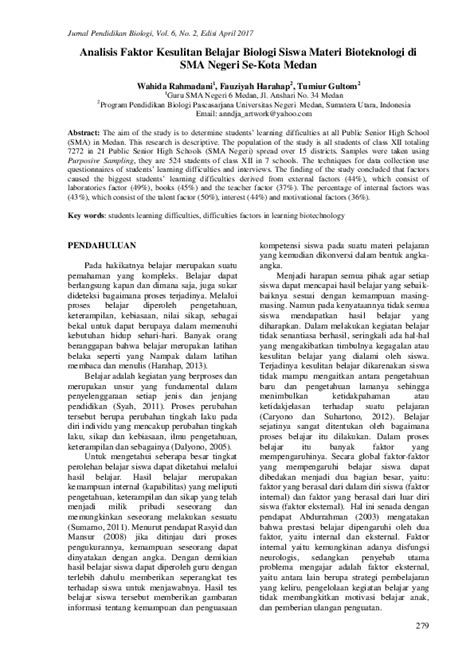 jurnal kesulitan belajar biologi pdf