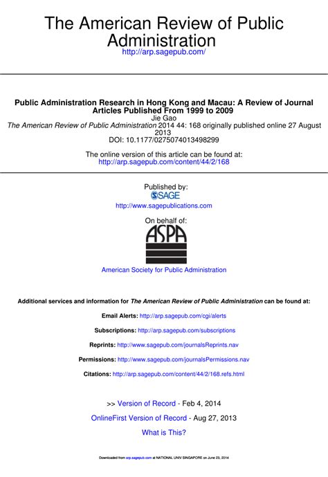 jurnal public administration researech in hongkong and macau