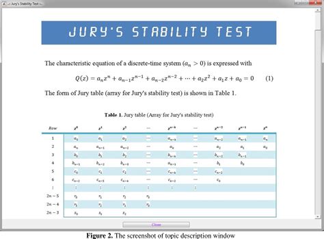Jury Test For Stability