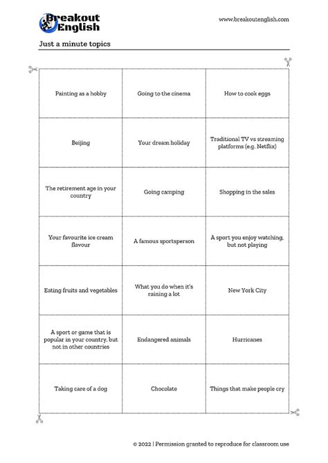 Just A Minute Topics