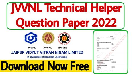 Download Jvvnl Technical Helper Exam Paper 