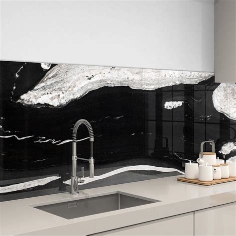 Küchenrückwand Folie Marmor Schwarz   Weiß - Folie Für Arbeitsplatte Küche