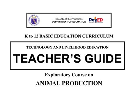 k to 12 Animal Production Teacher s Guide