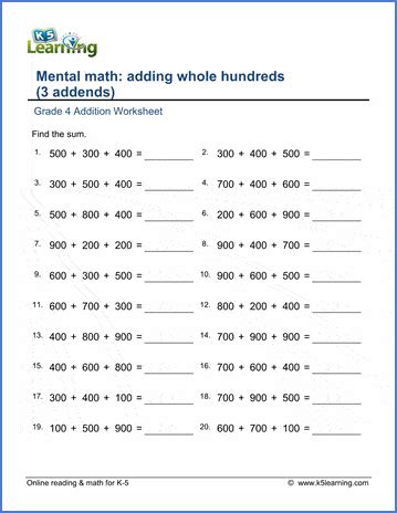 K5 Learning Math Grade 4   Free Math Worksheets Printable Amp Organized By Grade - K5 Learning Math Grade 4