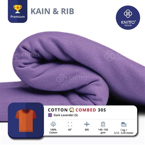Kain Cotton Combed 30s Dark Lavender Rib Bahan Kaos Warna Lavender - Kaos Warna Lavender