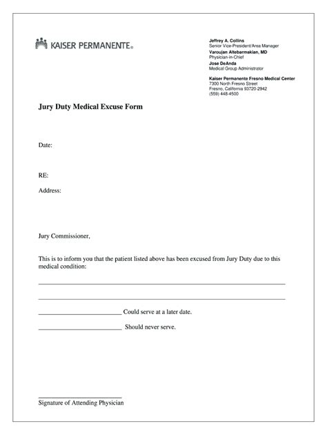 Kaiser Doctors Excuse For School