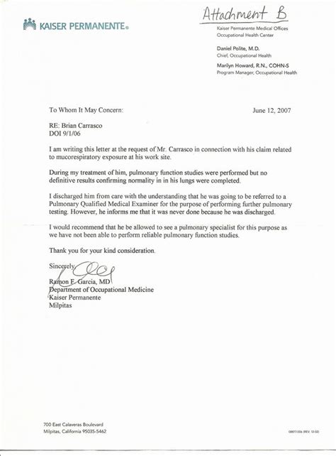 Kaiser Permanente Doctors Note