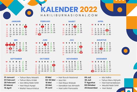 kalender 2022 lengkap dengan tanggal merah