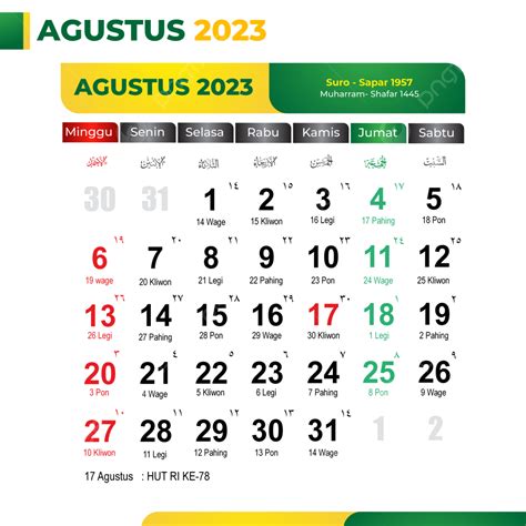kalender bulan agustus 2023