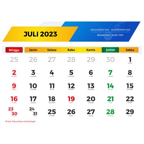 kalender bulan juli 2023