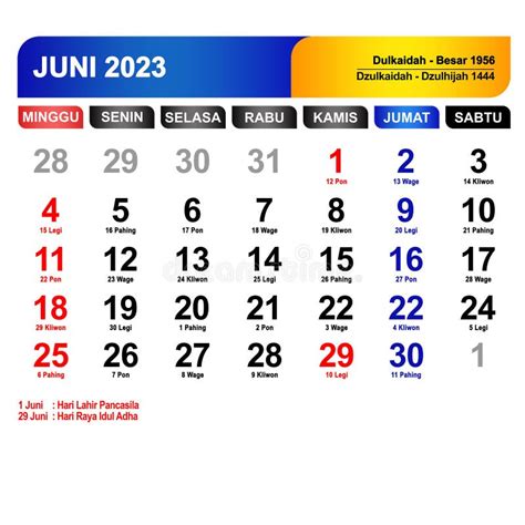 kalender bulan juni 2023