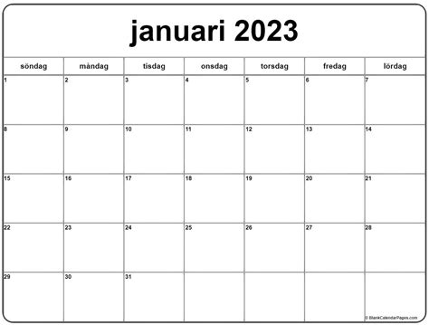kalender januari 2023