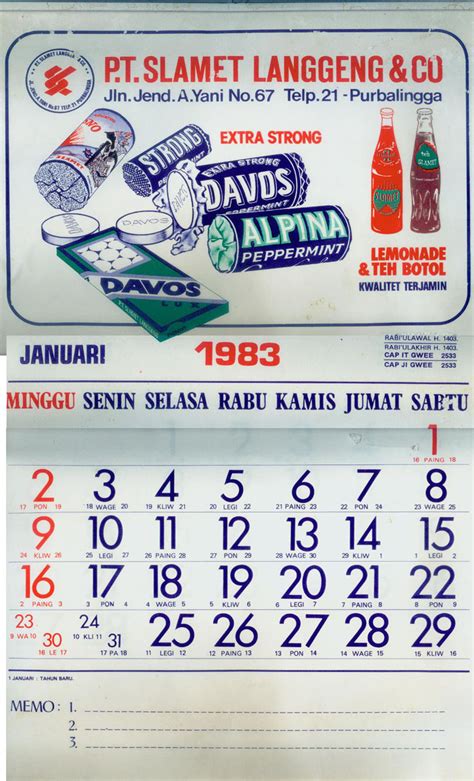 kalender jawa 1983
