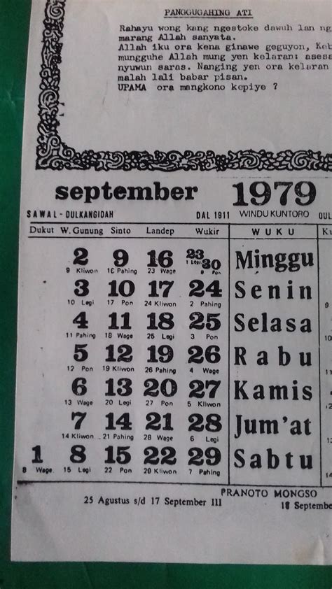 kalender jawa juni 1979