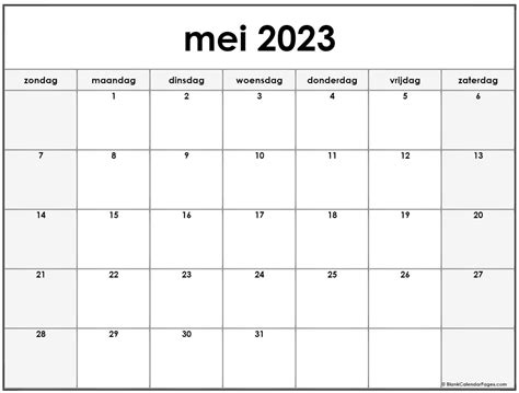 Kalender Mei 2023