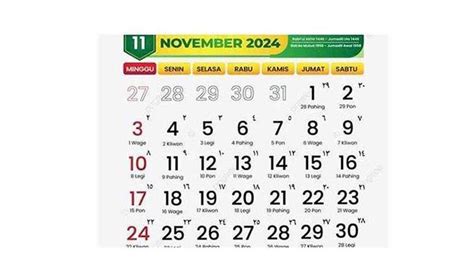 KALENDER NOVEMBER 1999 LENGKAP DENGAN WETON 🦗 Kalender Tahun 1999 Lengkap Dan Wetonnya