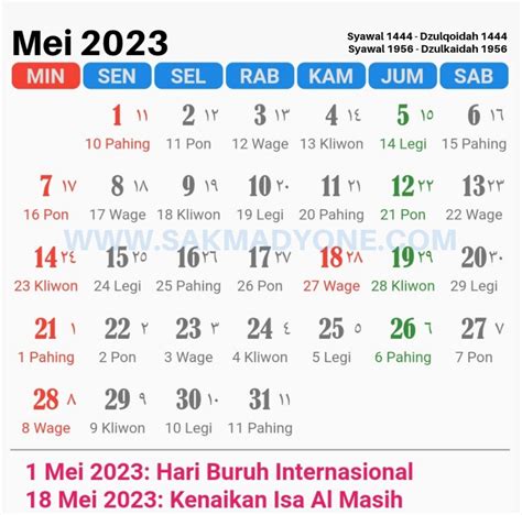 KALENDER MEI 2023 LENGKAP DENGAN WETON - Kalender 2003 Lengkap Dan Weton Jawa