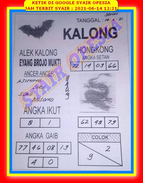 KALONG HK MALAM INI - Apa Prediksi Syair Hk Hari Ini 13 Juli 2024?