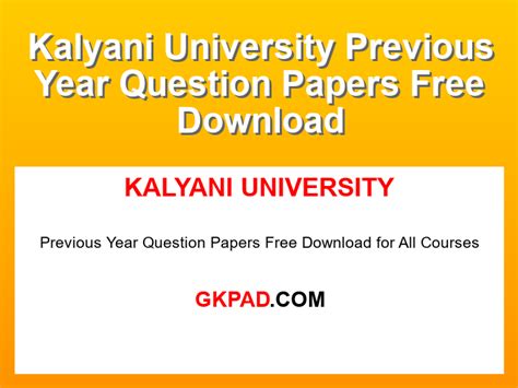 Read Online Kalyani University Previous Year Question Paper 