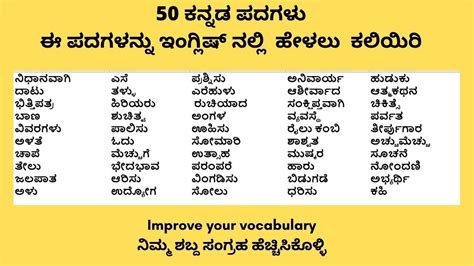 Kannada Words List