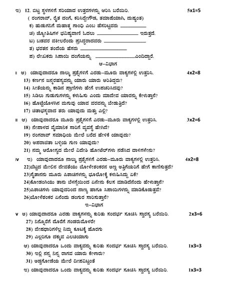 Read Kannada Model All Question Paper 