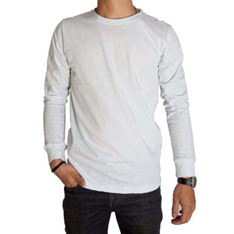 Kaos Baju Polos Putih Premium Lengan Panjang Naga Baju Lengan Panjang - Baju Lengan Panjang