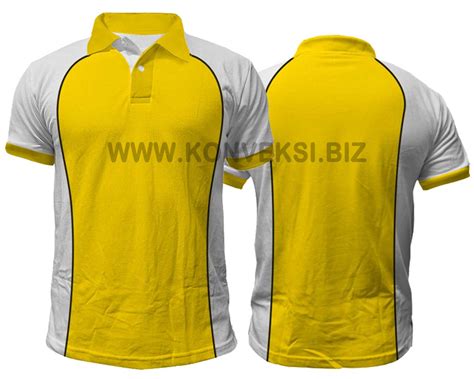 Kaos Kerah Kuning Putih Raglan Lengan Pendek Pdh Warna Kuning - Pdh Warna Kuning