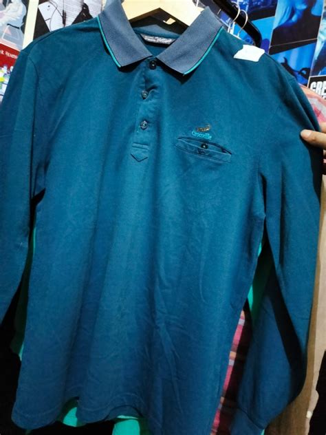 Kaos Kerah Lengan Panjang Crocodile Fesyen Pria Pakaian Kaos Kerah Lengan Panjang - Kaos Kerah Lengan Panjang