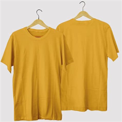 Kaos Polos Kuning Mustard Depan Belakang   Jual Kaos Polos Kuning Mustard Unisex Kuning Kunyit - Kaos Polos Kuning Mustard Depan Belakang