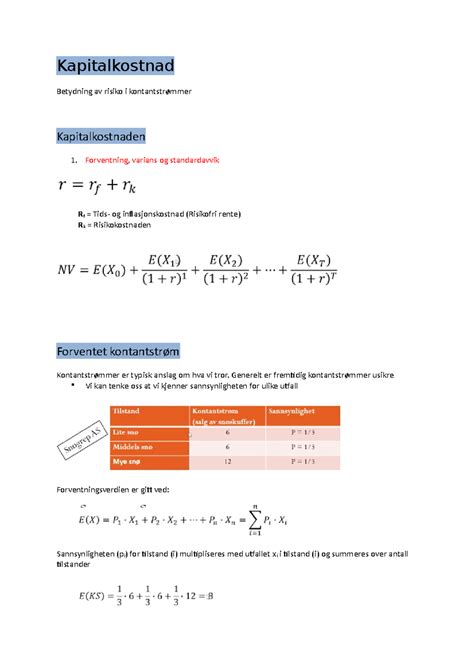 kapitalkostnad investering