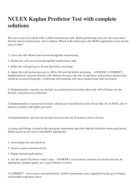 kaplan predictor 1 nclex